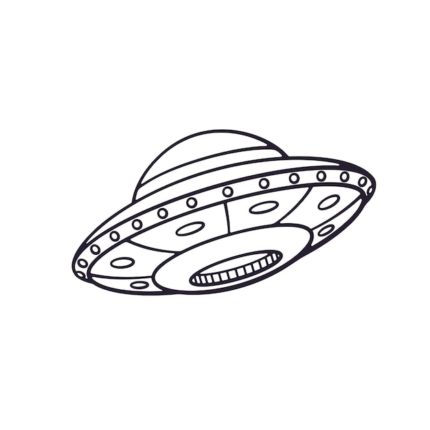 Vector illustration Hand drawn doodle of toy UFO space ship Cartoon sketch Alien space ship