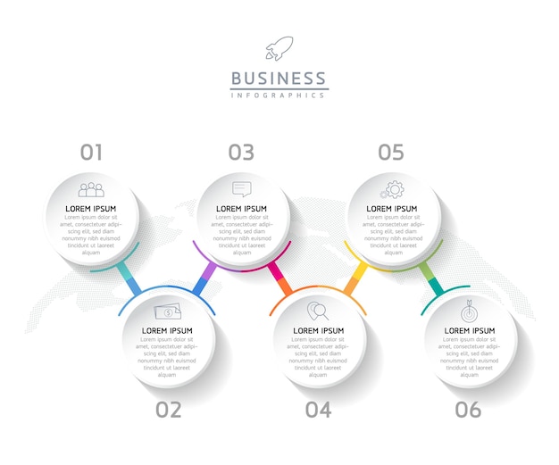 vector illustration infographic design template presentation and chart 6 options or steps premium