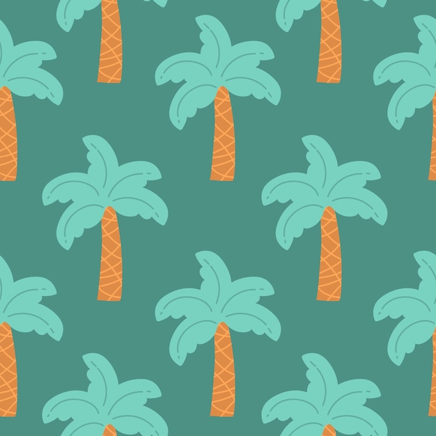 vector illustration of a hand drawn palm trees seamless vector pattern with tropical palm trees