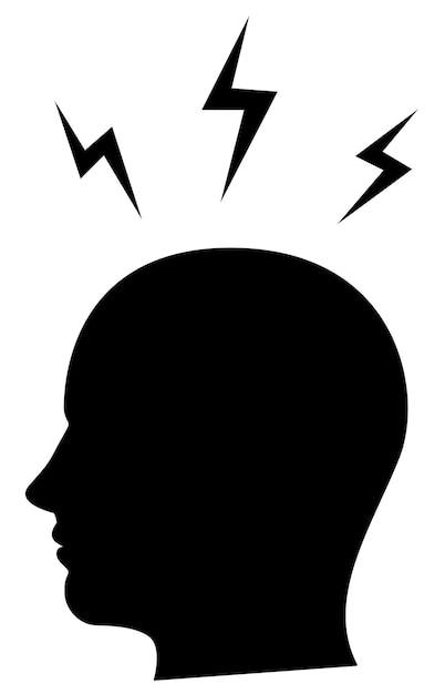 vector illustration of a head and lightning on a transparent background