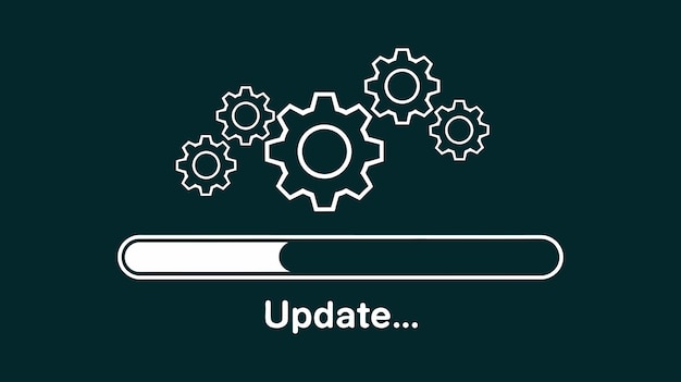Vector Illustration of a Loading Bar with Gear Icons Update Progress Design Technology System