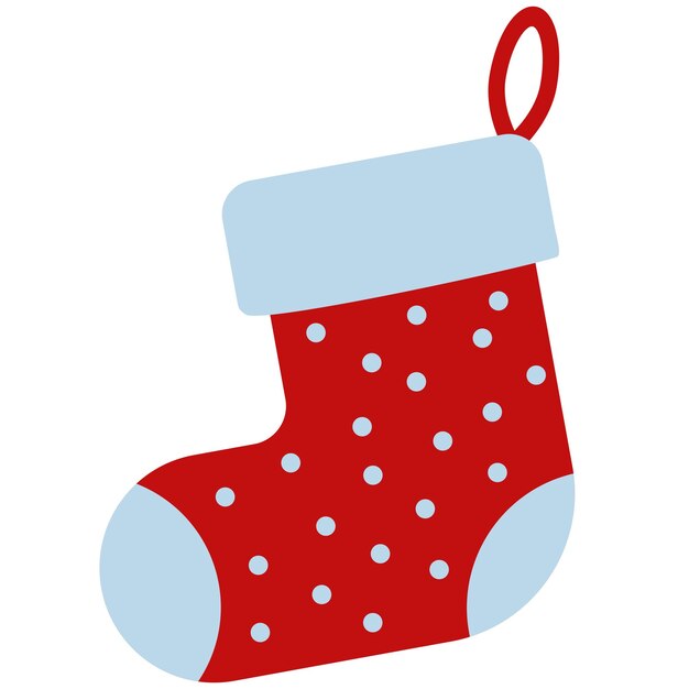 vector illustration of a red sock for gifts isolated on white background