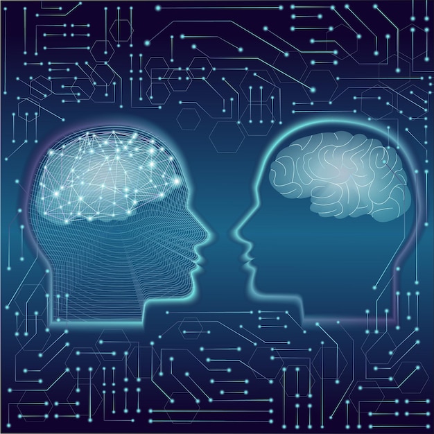 vector illustration of artificial intelligence brain and neural networks