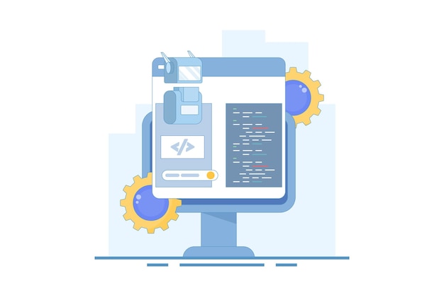 vector illustration of artificial intelligence concept writing code help ai code or ai coding