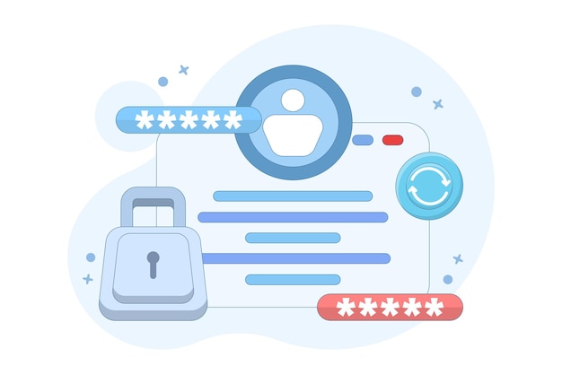 vector illustration of concept of changing password or updating or changing security system
