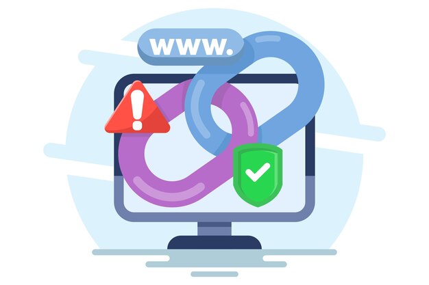 vector illustration of concept of protection from malicious links or unsafe website addresses
