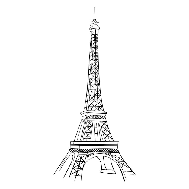 Vector illustration of Eiffel Tower Travel Paris poster greeting card print with hand drawn France