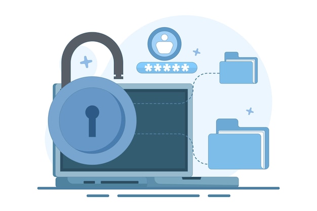 vector illustration of file security and safety concept or folder lock application