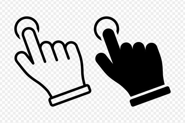 Vector illustration of hand cursor icon set isolated on transparent background