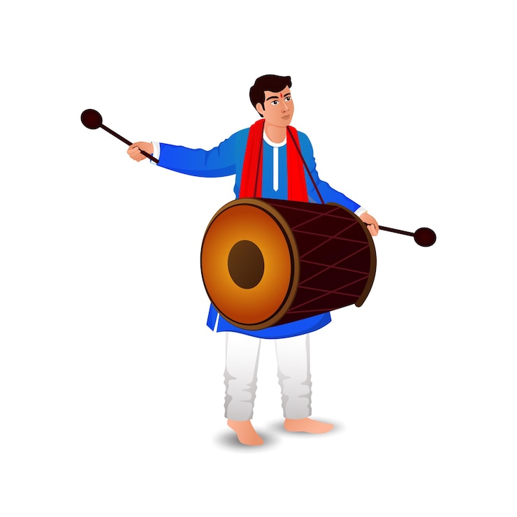 Vektör vector illustration of happy ganesh chaturthi with drum