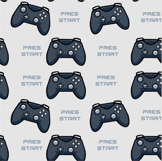 Vector Illustration of Joystick and PRESS START text with Vintage Hand Drawing Style