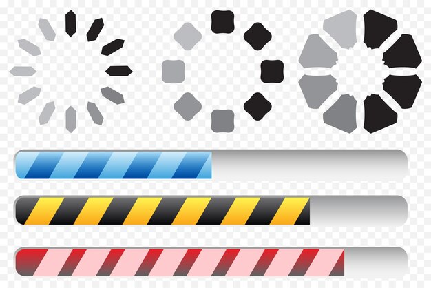 Vector Illustration of Loading Bars and Progress Indicators Flat Design Elements for UI Download Status Buffering and Website Loading Animations