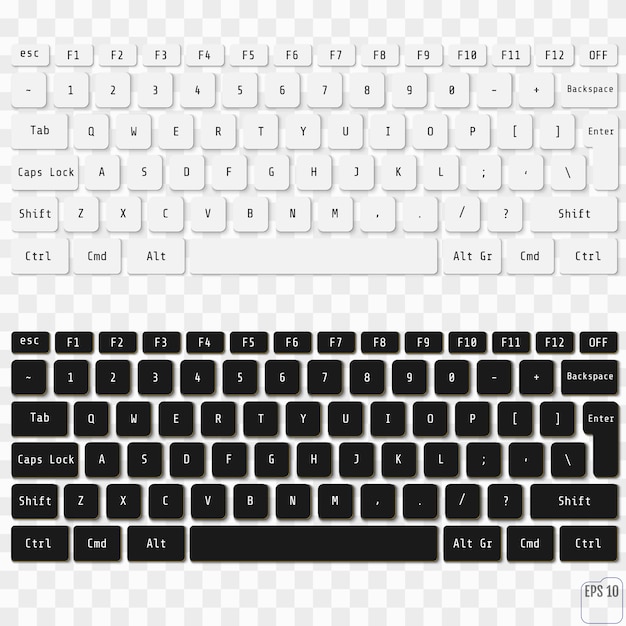 Vector illustration of modern laptop keyboards. 