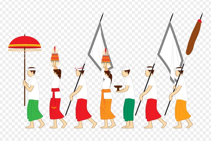 Vektör vector illustration of nyepi people on transparent background