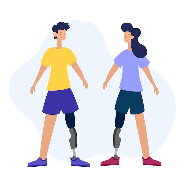 Vector illustration of people with disabilities in a cartoon style A disabled person with