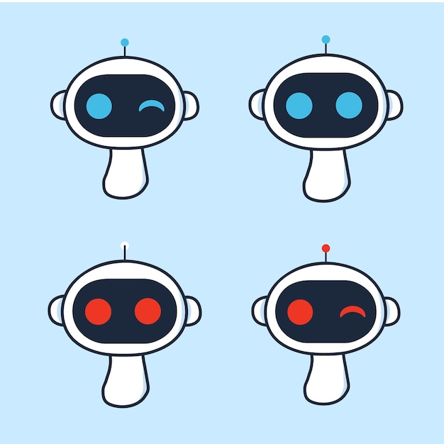 Vector illustration of robots thumb up robot and handshake cute robots