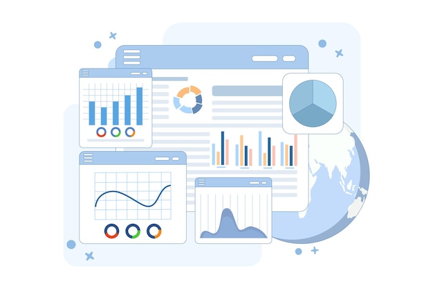 vector illustration of study concept for market expansion or Financial report or investment data
