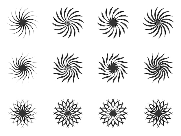 Vector illustration of swirl pattern icons featuring various spiral designs perfect for abstract and decorative designs