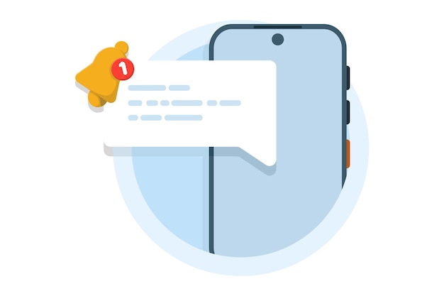 vector illustration of the concept of one new notification on the screen of a smart device