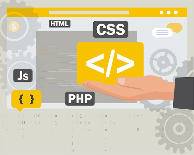 Vector illustration of web and app development programming and coding