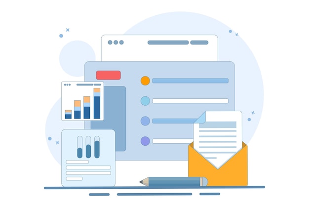 vector illustration Online digital mail media content or Email service network website feedback