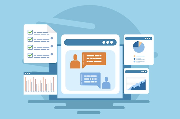 vector illustration Project management software concept or Team management Project planning