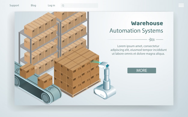 Vector Illustration Warehouse Automation System.