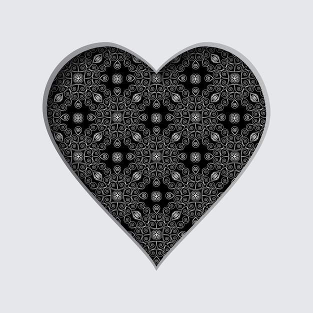 Vector illustration with a cut out heart and with an abstract pattern in the background