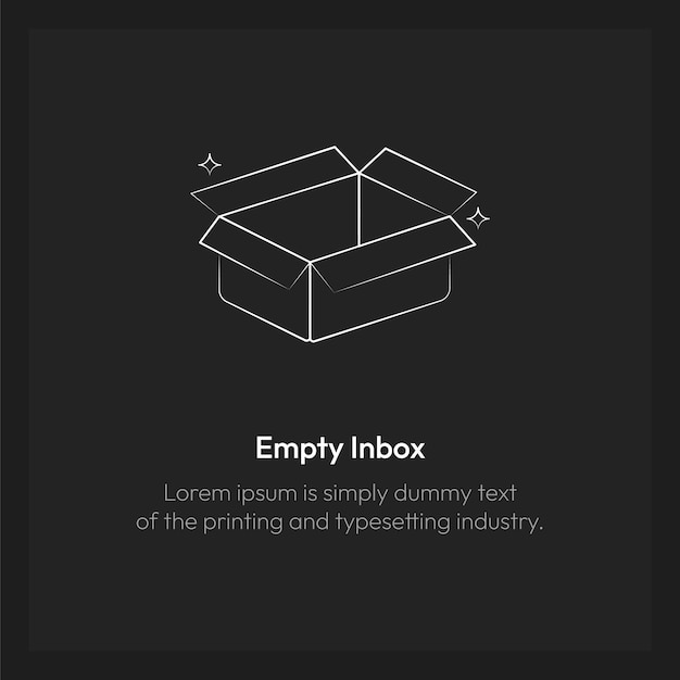 Vector Illustration with Outline of 'Empty Inbox' Empty State for Android App and Web UI