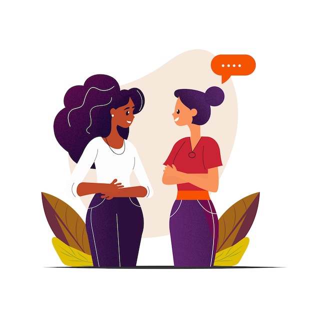 vector illustrations of two friends chatting and having a good conversation