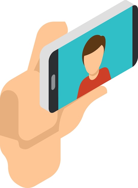 vector image of a hand taking a selfie with a smartphone isolated on transparent background