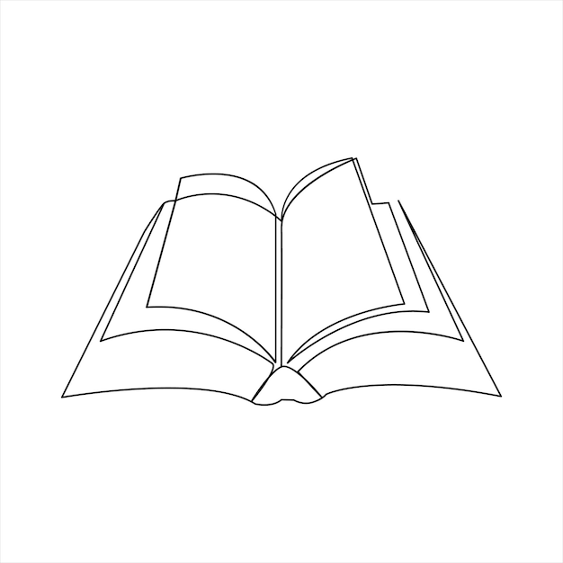 Vector in one continuous line drawing of book concept of education library logo illustration