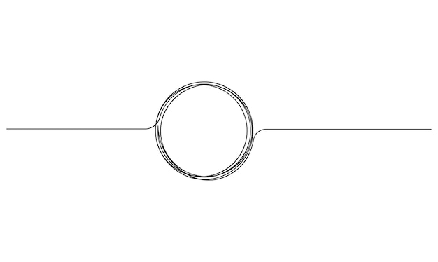 vector in one continuous line drawing of scribble black circle round frame sketch