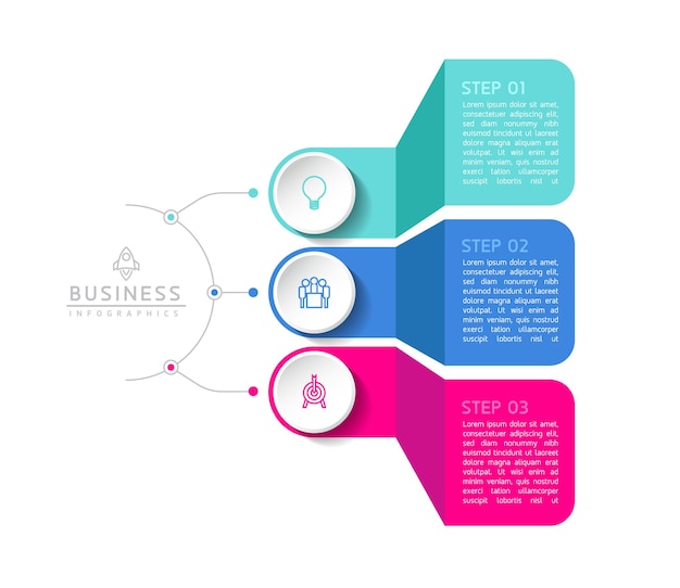 vector infographic business presentation template connected with 3 options