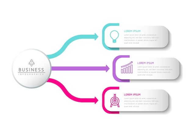 vector infographic business presentation template connected with 3 options