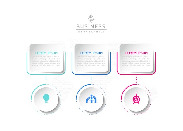 vector infographic business presentation template connected with 3 options