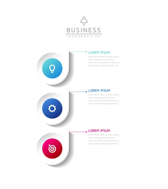 vector infographic business presentation template with circular interconnection with 3 options