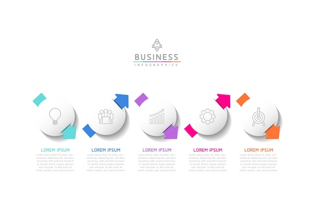 vector infographic business presentation template with circular interconnection with 5 options