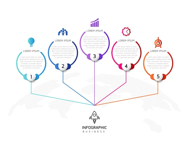 vector infographic business presentation template with circular interconnection with 5 options