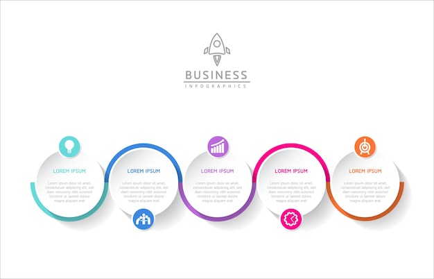 vector infographic business presentation template with circular interconnection with 5 options