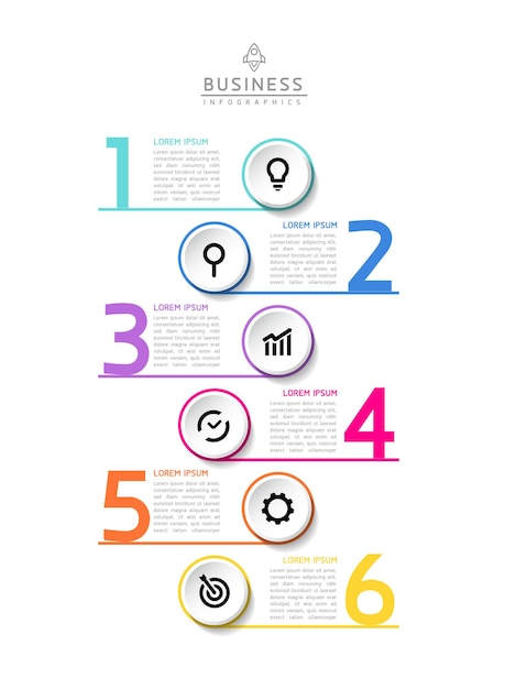 Vector infographic business presentation template with circular interconnection with 6 options