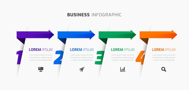 vector infographic business with abstract design icon arrow and 4 numbers for presentation chart