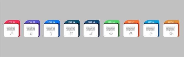 Vector Infographic design business template with icons and 9 options or steps