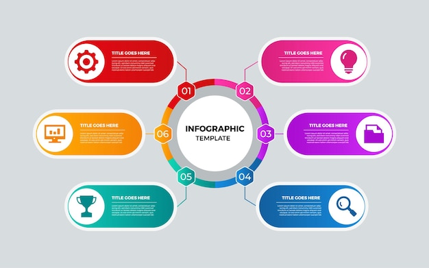 Vector infographic design template with 6 options or steps