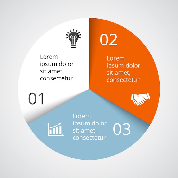 Vector Infographic Presentation template Circle diagram Chart with 3 options