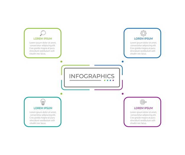 Vector Infographic thin line design with icons and 4 options or steps