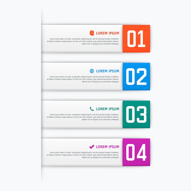 Vector infographics template with four options in material design style.
