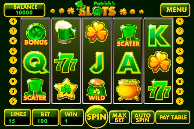 vector interface slot machine style st.patrick s in green colored.
