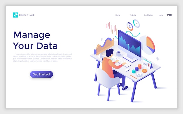 Vector Isometric Landing Page Template