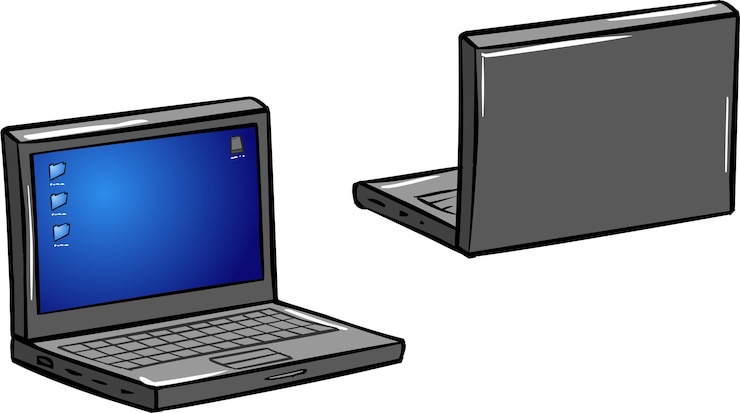 Vektör vector laptop different moves of laptop back side laptop desktop